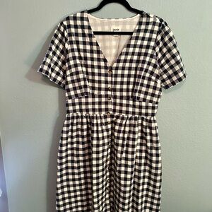Monochromatic Checkered Midi Dress
